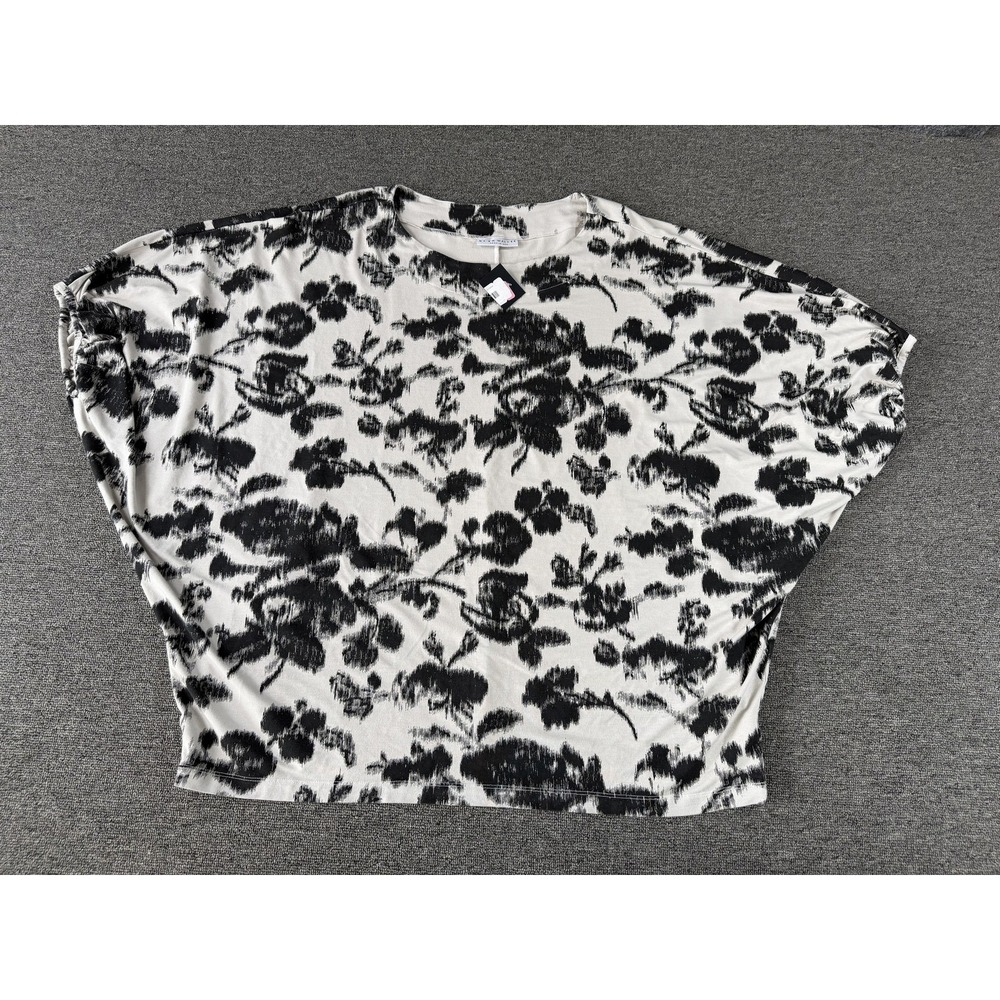 Bryn Walker Shirt Womens Small White Floral Dolman Tunic Stretch Made USA